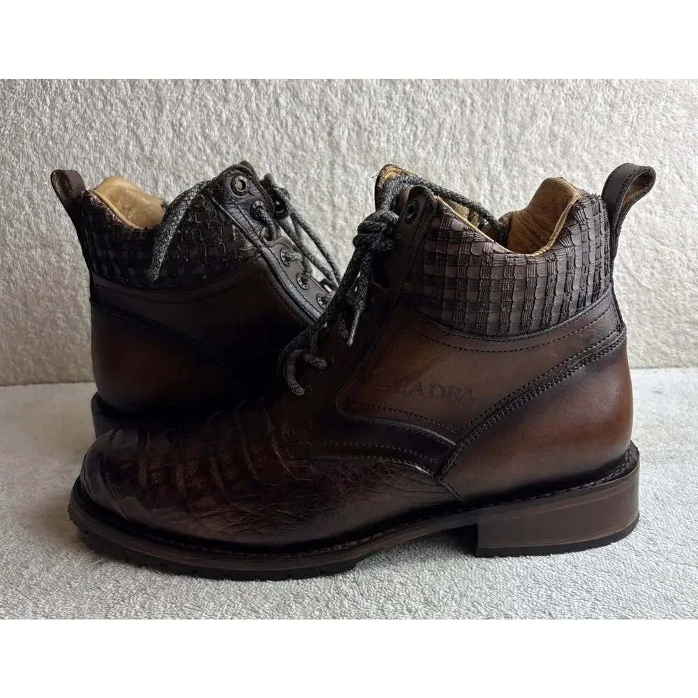 Cuadra Men's Size 10 EE Caiman/fuscus Ankle Boot Dark Brown 34954
